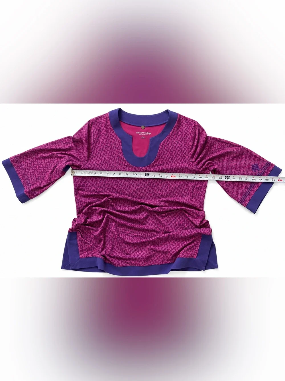 Soft Surroundings Purple and Navy Tunic Geometric L - Picture 2 of 6